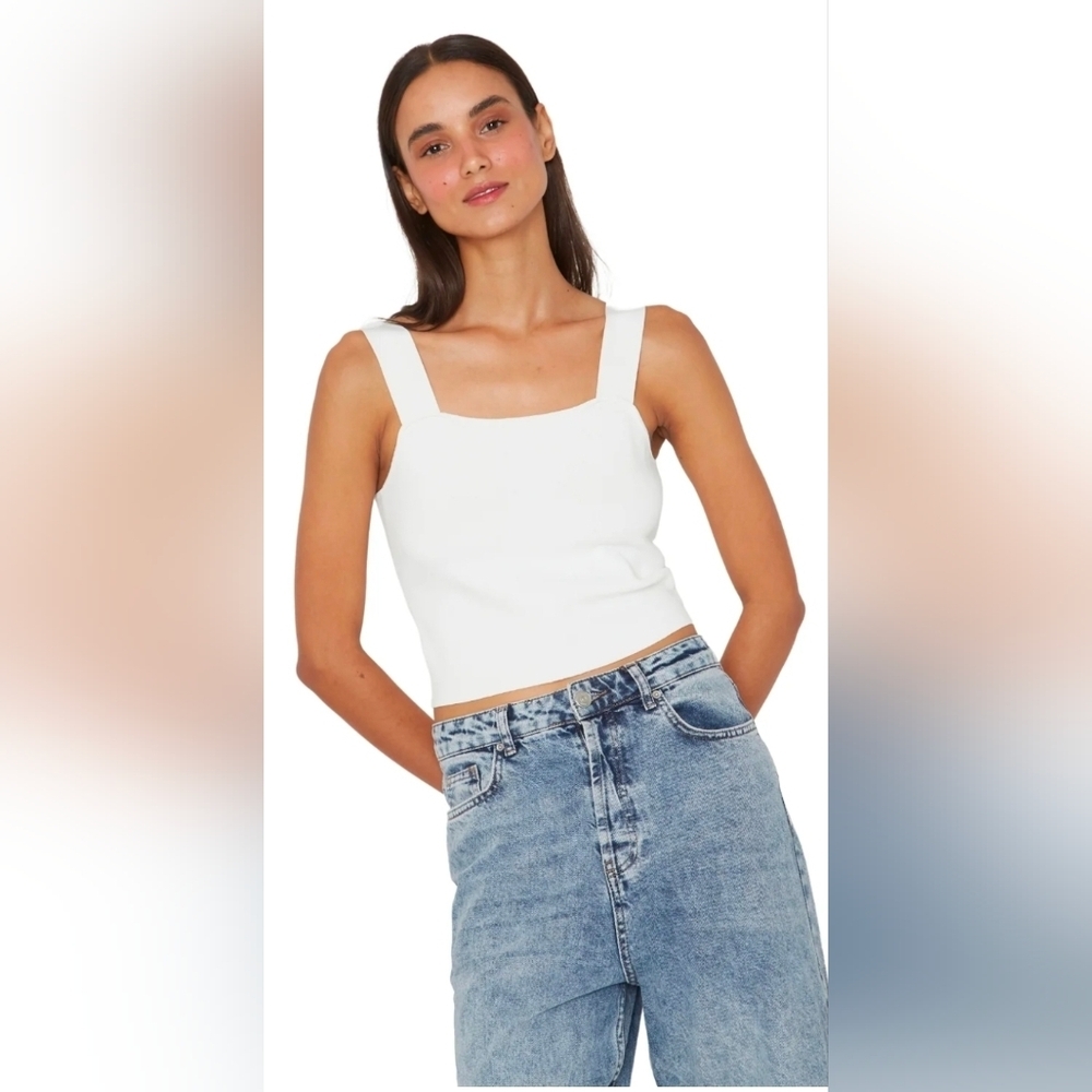 Anthropologie White Crop Top